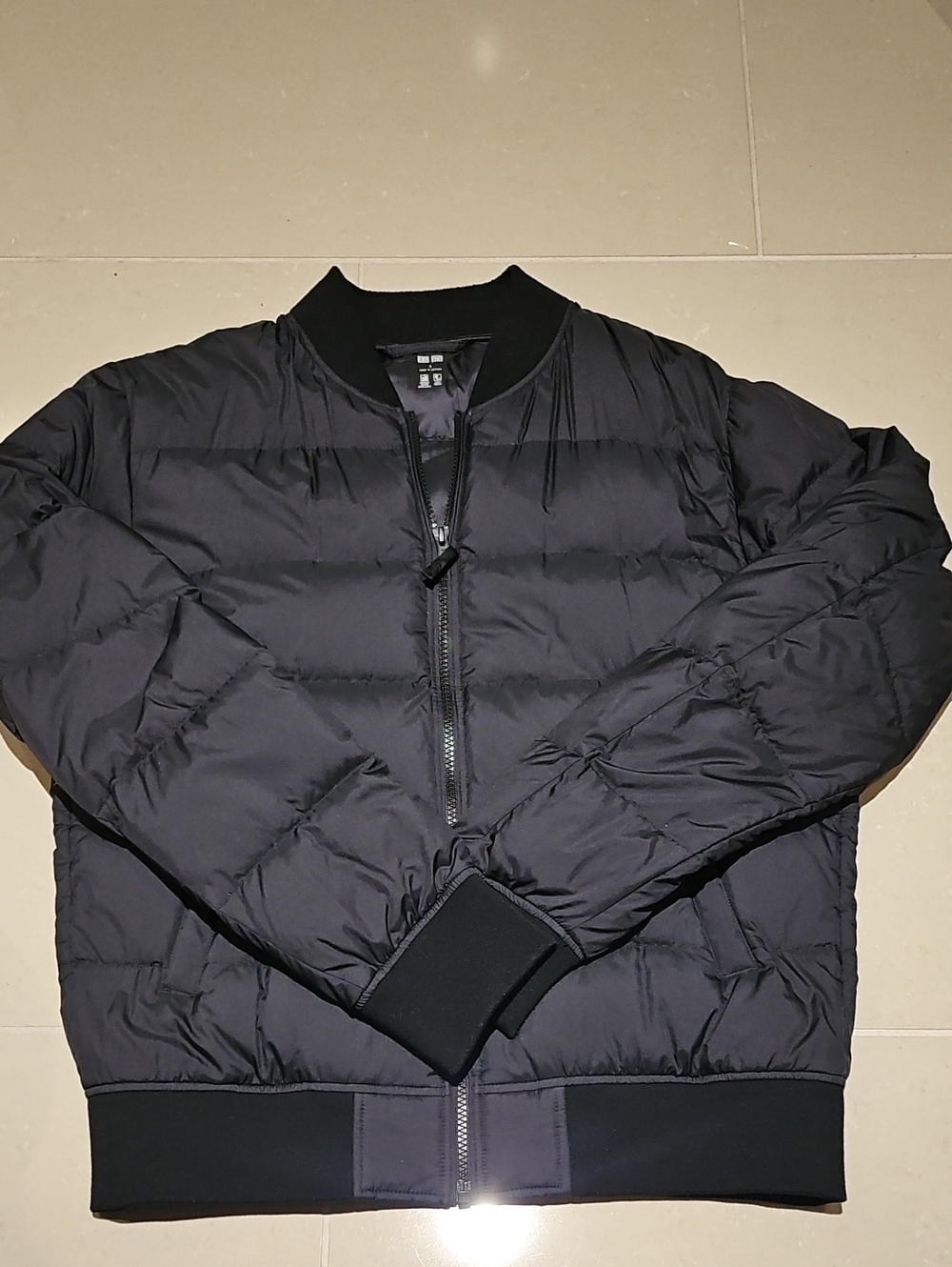 Uniqlo Black Quilted Down Bomber Jacket
